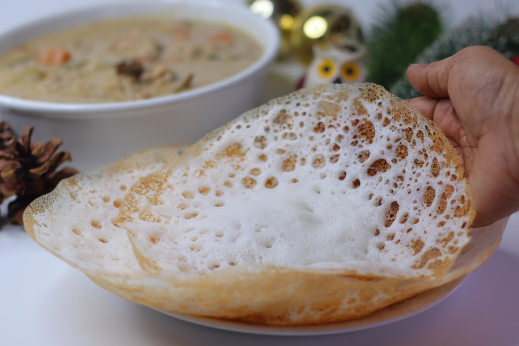 Traditional Appam with Chicken Stew